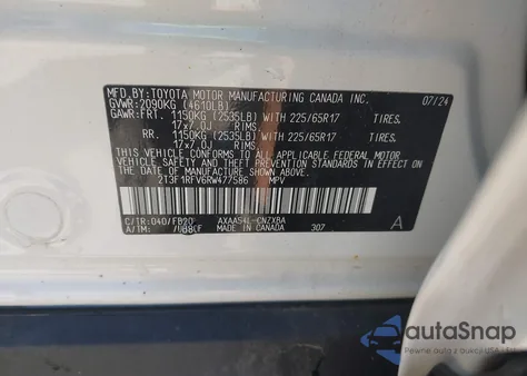 2024 Toyota Rav4 Le from USA, damaged, VIN 2T3F1RFV6RW477586